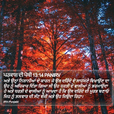 ਪਰਕਾਸ਼ ਦੀ ਪੋਥੀ 13:14 PANIRV Bible Verse Image