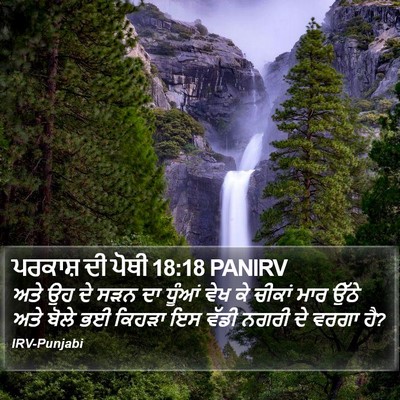 ਪਰਕਾਸ਼ ਦੀ ਪੋਥੀ 18:18 PANIRV Bible Verse Image