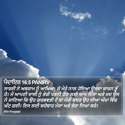 ਪੈਦਾਇਸ਼ 16:5 PANIRV Bible Verse Image