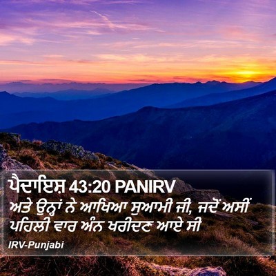 ਪੈਦਾਇਸ਼ 43:20 PANIRV Bible Verse Image