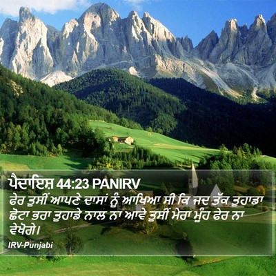 ਪੈਦਾਇਸ਼ 44:23 PANIRV Bible Verse Image