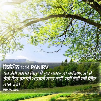 ਫਿਲੇਮੋਨ 1:14 PANIRV Bible Verse Image