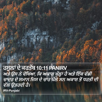 ਰਸੂਲਾਂ ਦੇ ਕਰਤੱਬ 10:11 PANIRV Bible Verse Image
