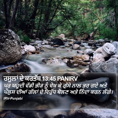 ਰਸੂਲਾਂ ਦੇ ਕਰਤੱਬ 13:45 PANIRV Bible Verse Image