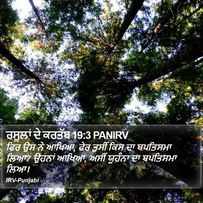 ਰਸੂਲਾਂ ਦੇ ਕਰਤੱਬ 19:3 PANIRV Bible Verse Image