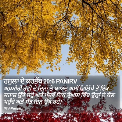 ਰਸੂਲਾਂ ਦੇ ਕਰਤੱਬ 20:6 PANIRV Bible Verse Image