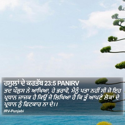 ਰਸੂਲਾਂ ਦੇ ਕਰਤੱਬ 23:5 PANIRV Bible Verse Image