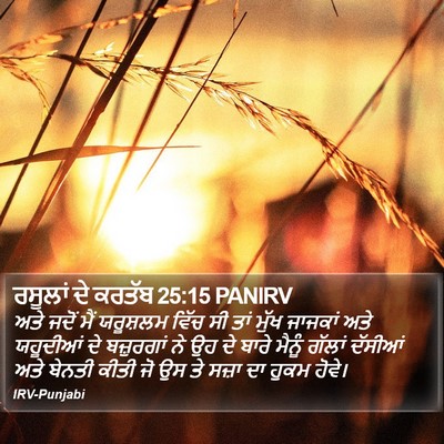 ਰਸੂਲਾਂ ਦੇ ਕਰਤੱਬ 25:15 PANIRV Bible Verse Image