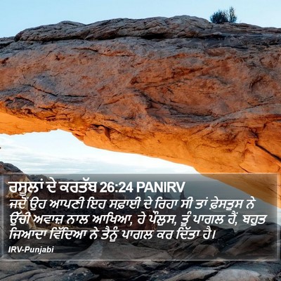 ਰਸੂਲਾਂ ਦੇ ਕਰਤੱਬ 26:24 PANIRV Bible Verse Image