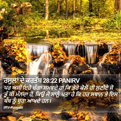 ਰਸੂਲਾਂ ਦੇ ਕਰਤੱਬ 28:22 PANIRV Bible Verse Image