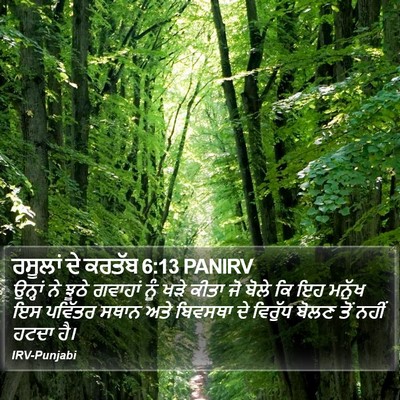 ਰਸੂਲਾਂ ਦੇ ਕਰਤੱਬ 6:13 PANIRV Bible Verse Image