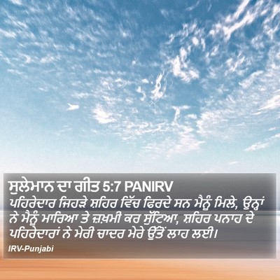 ਸੁਲੇਮਾਨ ਦਾ ਗੀਤ 5:7 PANIRV Bible Verse Image