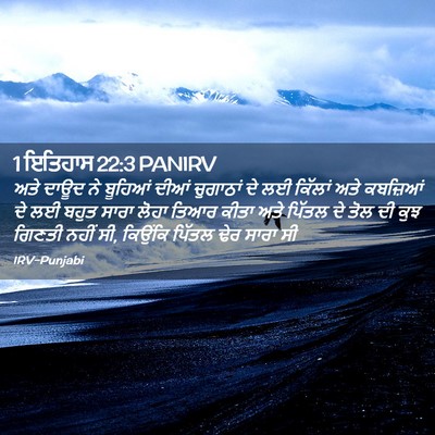 Picture 02 - 1 ਇਤਿਹਾਸ 22:3 PANIRV - ਅਤੇ ਦਾਊਦ ਨੇ ਬੂਹਿਆਂ - Bible Verse Picture