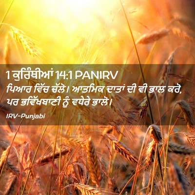 Picture 02 - 1 ਕੁਰਿੰਥੀਆਂ 14:1 PANIRV - ਪਿਆਰ ਵਿੱਚ ਚੱਲੋ। - Bible Verse Picture