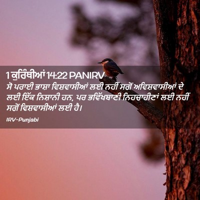 Picture 02 - 1 ਕੁਰਿੰਥੀਆਂ 14:22 PANIRV - ਸੋ ਪਰਾਈ ਭਾਸ਼ਾ - Bible Verse Picture