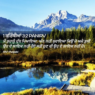 Picture 02 - 1 ਕੁਰਿੰਥੀਆਂ 3:2 PANIRV - ਮੈਂ ਤੁਹਾਨੂੰ ਦੁੱਧ - Bible Verse Picture