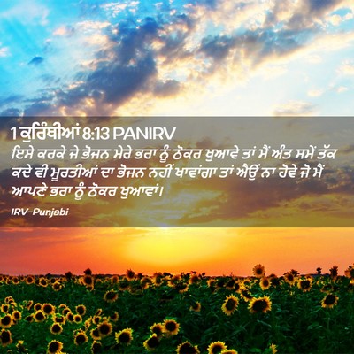 Picture 02 - 1 ਕੁਰਿੰਥੀਆਂ 8:13 PANIRV - ਇਸੇ ਕਰਕੇ ਜੇ ਭੋਜਨ - Bible Verse Picture