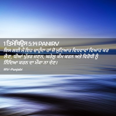 Picture 02 - 1 ਤਿਮੋਥਿਉਸ 5:14 PANIRV - ਇਸ ਲਈ ਮੈਂ ਇਹ - Bible Verse Picture