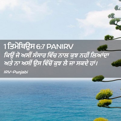 Picture 02 - 1 ਤਿਮੋਥਿਉਸ 6:7 PANIRV - ਕਿਉਂ ਜੋ ਅਸੀਂ ਸੰਸਾਰ - Bible Verse Picture