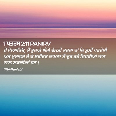 Picture 02 - 1 ਪਤਰਸ 2:11 PANIRV - ਹੇ ਪਿਆਰਿਓ, ਮੈਂ - Bible Verse Picture