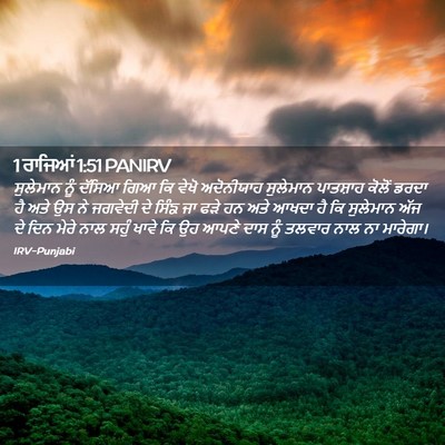 Picture 02 - 1 ਰਾਜਿਆਂ 1:51 PANIRV - ਸੁਲੇਮਾਨ ਨੂੰ ਦੱਸਿਆ - Bible Verse Picture