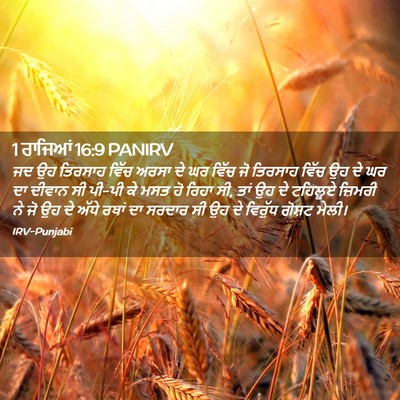 Picture 02 - 1 ਰਾਜਿਆਂ 16:9 PANIRV - ਜਦ ਉਹ ਤਿਰਸਾਹ ਵਿੱਚ - Bible Verse Picture