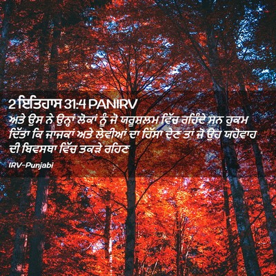 Picture 02 - 2 ਇਤਿਹਾਸ 31:4 PANIRV - ਅਤੇ ਉਸ ਨੇ ਉਨ੍ਹਾਂ - Bible Verse Picture