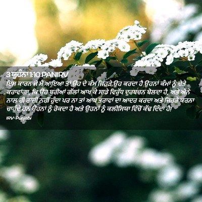 Picture 02 - 3 ਯੂਹੰਨਾ 1:10 PANIRV - ਇਸ ਕਾਰਨ ਜੇ ਮੈਂ ਆਇਆ - Bible Verse Picture