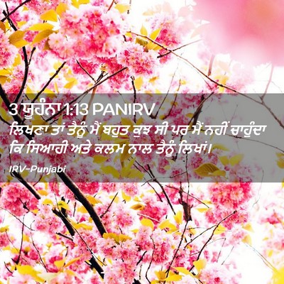 Picture 02 - 3 ਯੂਹੰਨਾ 1:13 PANIRV - ਲਿਖਣਾ ਤਾਂ ਤੈਨੂੰ - Bible Verse Picture