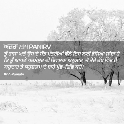 Picture 02 - ਅਜ਼ਰਾ 7:14 PANIRV - ਤੂੰ ਰਾਜਾ ਅਤੇ ਉਸ ਦੇ - Bible Verse Picture