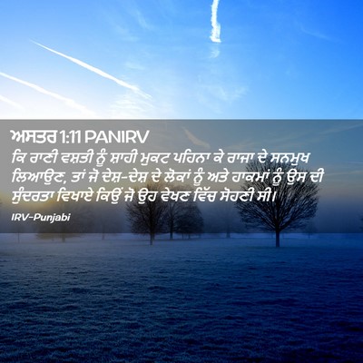 Picture 02 - ਅਸਤਰ 1:11 PANIRV - ਕਿ ਰਾਣੀ ਵਸ਼ਤੀ ਨੂੰ - Bible Verse Picture