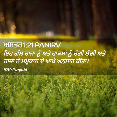 Picture 02 - ਅਸਤਰ 1:21 PANIRV - ਇਹ ਗੱਲ ਰਾਜਾ ਨੂੰ ਅਤੇ - Bible Verse Picture
