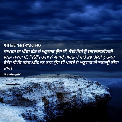 Picture 02 - ਅਸਤਰ 1:8 PANIRV - ਦਾਖ਼ਰਸ ਦਾ ਪੀਣਾ ਰੀਤ - Bible Verse Picture