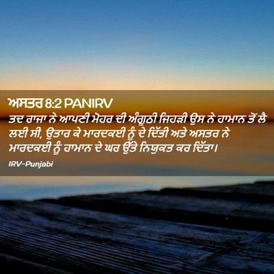 Picture 02 - ਅਸਤਰ 8:2 PANIRV - ਤਦ ਰਾਜਾ ਨੇ ਆਪਣੀ - Bible Verse Picture