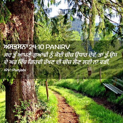 Picture 02 - ਅਸਤਸਨਾ 24:10 PANIRV - ਜਦ ਤੂੰ ਆਪਣੇ ਗੁਆਂਢੀ - Bible Verse Picture
