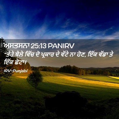 Picture 02 - ਅਸਤਸਨਾ 25:13 PANIRV - “ਤੇਰੇ ਥੈਲੇ ਵਿੱਚ ਦੋ - Bible Verse Picture