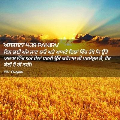 Picture 02 - ਅਸਤਸਨਾ 4:39 PANIRV - ਇਸ ਲਈ ਅੱਜ ਜਾਣ ਲਓ - Bible Verse Picture