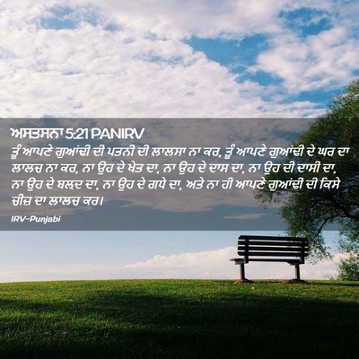 Picture 02 - ਅਸਤਸਨਾ 5:21 PANIRV - ਤੂੰ ਆਪਣੇ ਗੁਆਂਢੀ ਦੀ - Bible Verse Picture