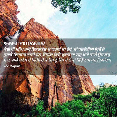 Picture 02 - ਅਹਬਾਰ 17:10 PANIRV - ਕੋਈ ਵੀ ਮਨੁੱਖ ਭਾਵੇਂ - Bible Verse Picture