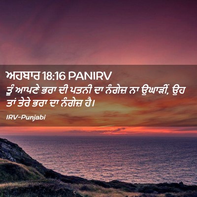 Picture 02 - ਅਹਬਾਰ 18:16 PANIRV - ਤੂੰ ਆਪਣੇ ਭਰਾ ਦੀ - Bible Verse Picture