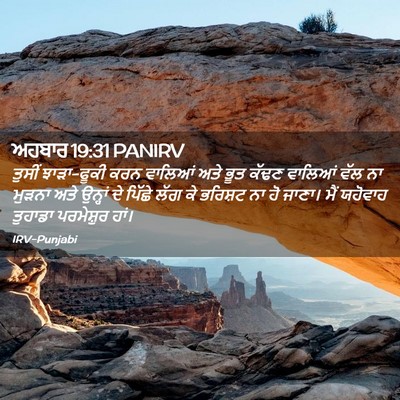 Picture 02 - ਅਹਬਾਰ 19:31 PANIRV - ਤੁਸੀਂ ਝਾੜਾ-ਫੂਕੀ - Bible Verse Picture