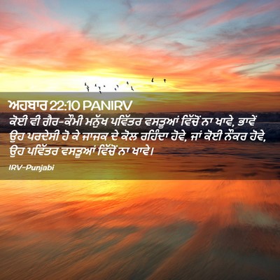 Picture 02 - ਅਹਬਾਰ 22:10 PANIRV - ਕੋਈ ਵੀ ਗੈਰ-ਕੌਮੀ - Bible Verse Picture