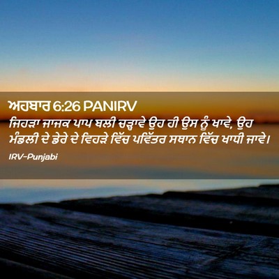 Picture 02 - ਅਹਬਾਰ 6:26 PANIRV - ਜਿਹੜਾ ਜਾਜਕ ਪਾਪ ਬਲੀ - Bible Verse Picture