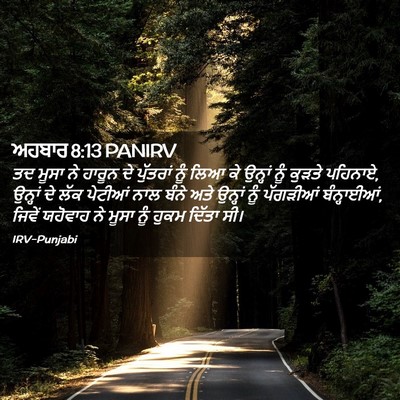 Picture 02 - ਅਹਬਾਰ 8:13 PANIRV - ਤਦ ਮੂਸਾ ਨੇ ਹਾਰੂਨ ਦੇ - Bible Verse Picture