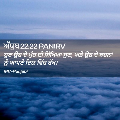 Picture 02 - ਅੱਯੂਬ 22:22 PANIRV - ਹੁਣ ਉਹ ਦੇ ਮੂੰਹ ਦੀ - Bible Verse Picture