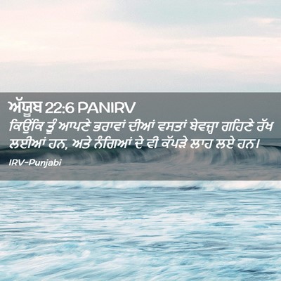 Picture 02 - ਅੱਯੂਬ 22:6 PANIRV - ਕਿਉਂਕਿ ਤੂੰ ਆਪਣੇ - Bible Verse Picture