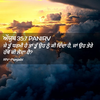Picture 02 - ਅੱਯੂਬ 35:7 PANIRV - ਜੇ ਤੂੰ ਧਰਮੀ ਹੈ ਤਾਂ - Bible Verse Picture