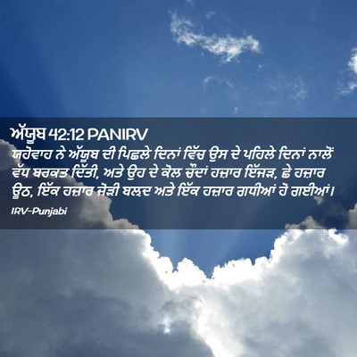 Picture 02 - ਅੱਯੂਬ 42:12 PANIRV - ਯਹੋਵਾਹ ਨੇ ਅੱਯੂਬ ਦੀ - Bible Verse Picture