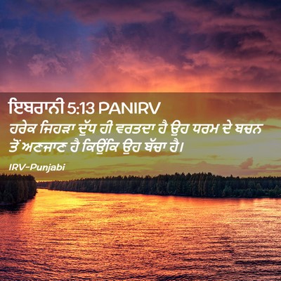 Picture 02 - ਇਬਰਾਨੀ 5:13 PANIRV - ਹਰੇਕ ਜਿਹੜਾ ਦੁੱਧ ਹੀ - Bible Verse Picture