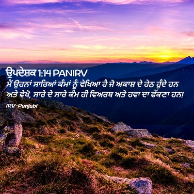 Picture 02 - ਉਪਦੇਸ਼ਕ 1:14 PANIRV - ਮੈਂ ਉਹਨਾਂ ਸਾਰਿਆਂ - Bible Verse Picture